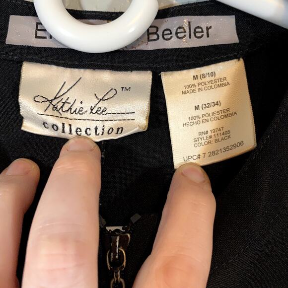 Vintage Kathie Lee Collection Womens Medium 8/10 Black Jacket Full Zip Business - Picture 3 of 6